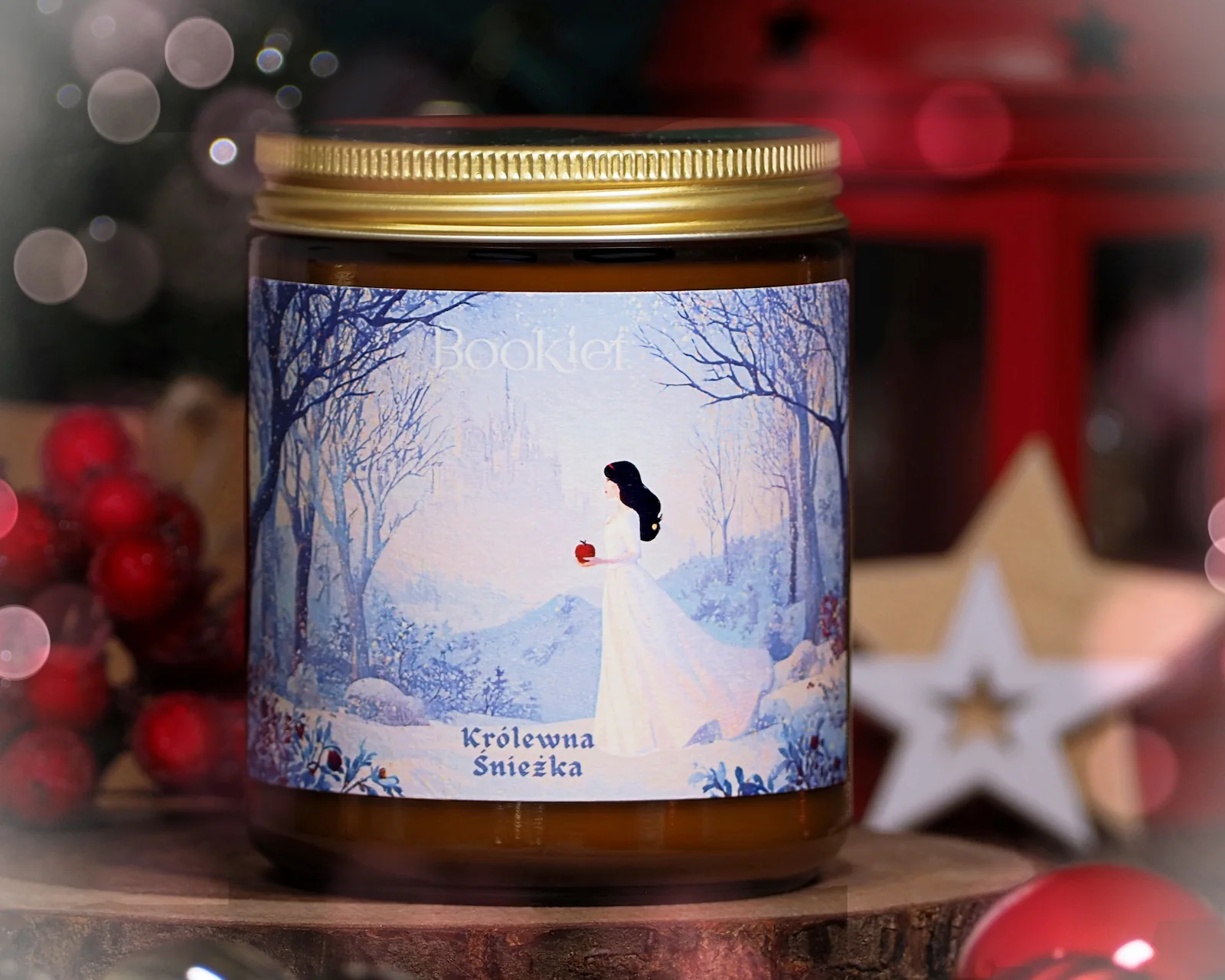 Świeca sojowa Królewna Śnieżka — jabłko, żurawina, białe kwiaty