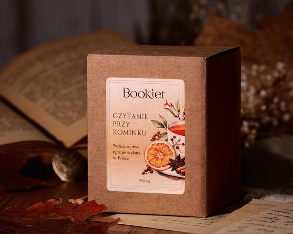 Świeca sojowa - Czytanie przy kominku - 250ml / 60h