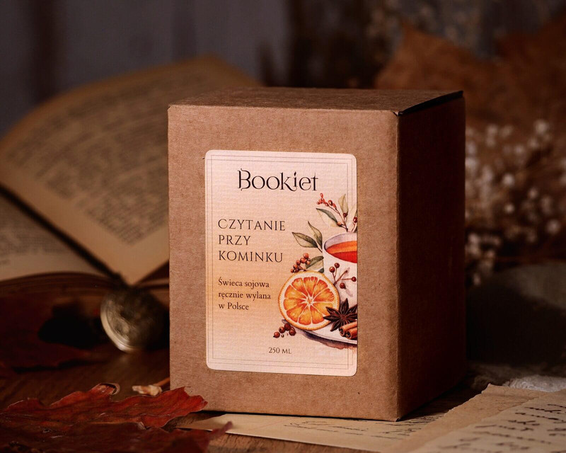Świeca sojowa - Czytanie przy kominku - 250ml / 60h